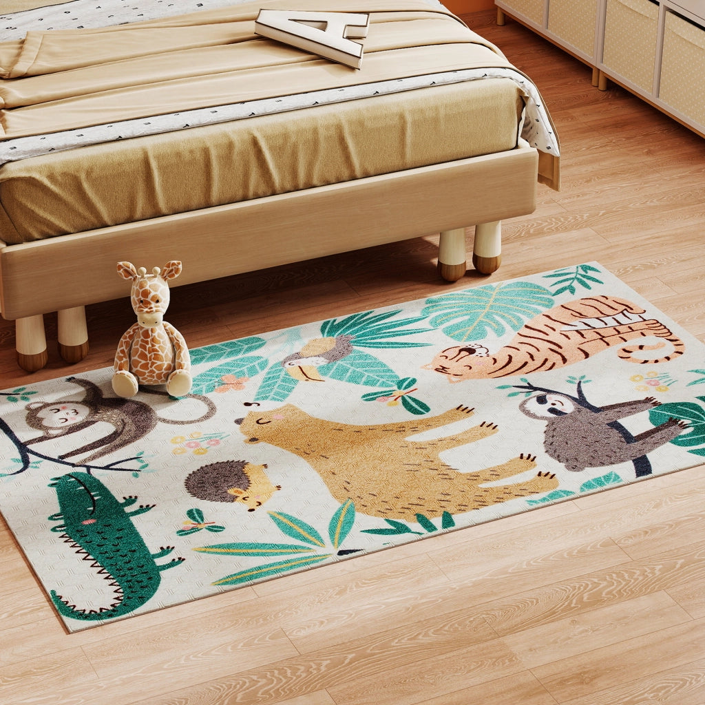 Tappeto in pile con motivo giungla ¨C Xylo ¨C crema e multicolore