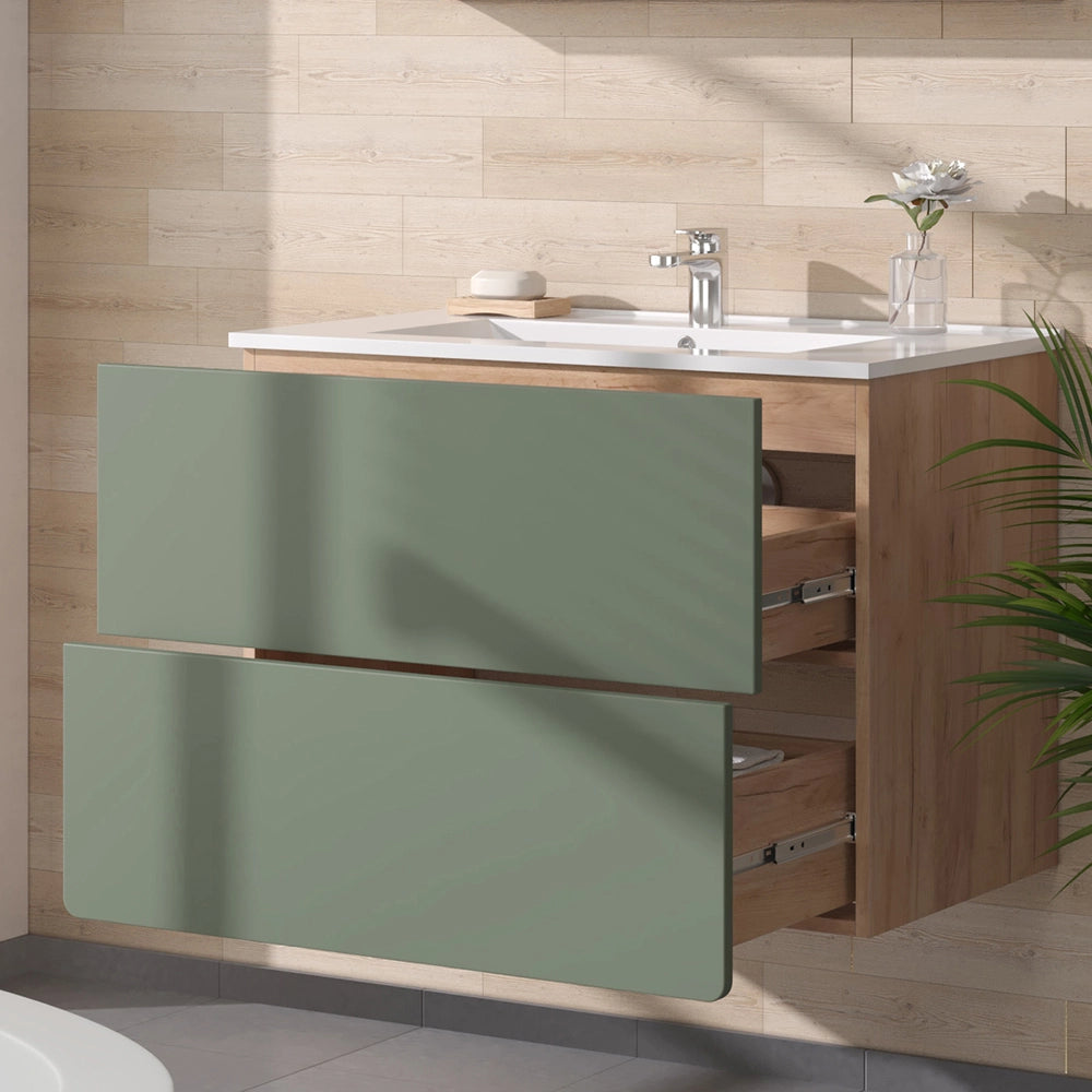 Vicco Set di mobili da bagno Goldkraft rovere/verde 2 pezzi