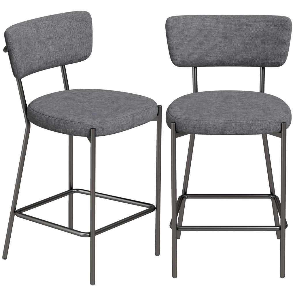 Set 2 Sgabelli da Bar Imbottiti ¨C Xylo ¨C Schienale Curvo, Grigio