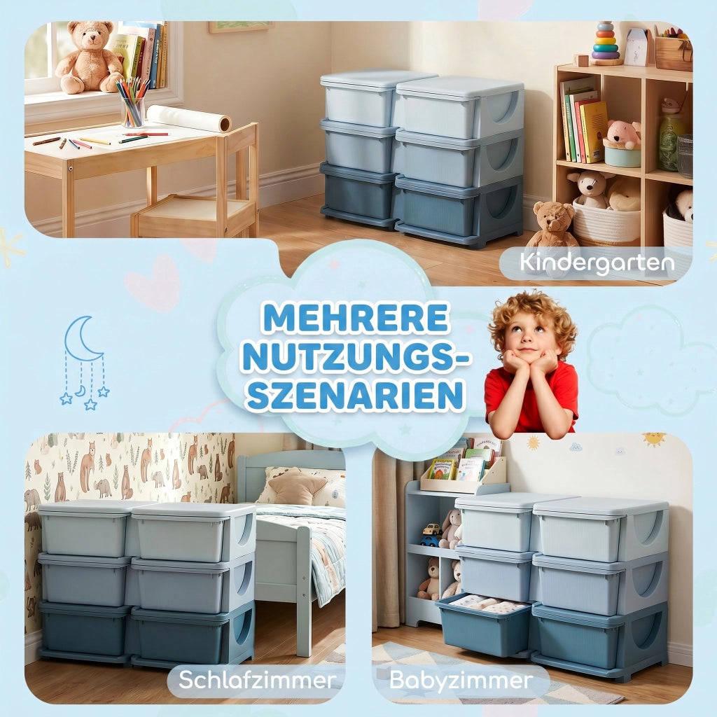 Cassettiera per bambini con 3 cassetti ¨C zephmum ¨C Blu