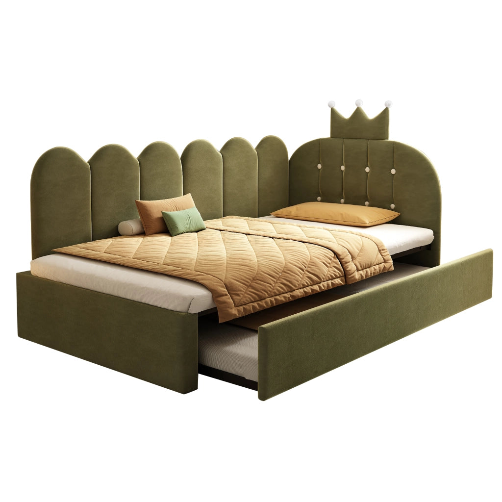 Letto sofa con letto estraibile velluto verde 90x200 cm