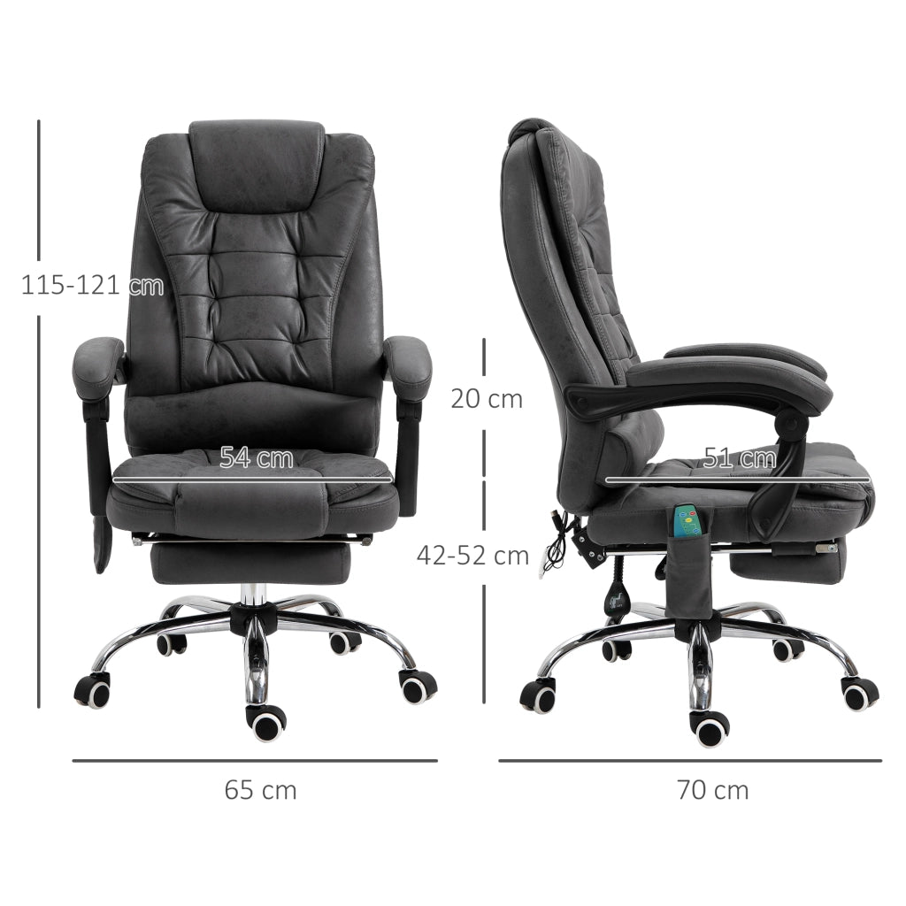 EasyComfort Poltrona da Ufficio Massaggiante e Reclinabile con Riscaldamento e Altezza Regolabile, Grigio