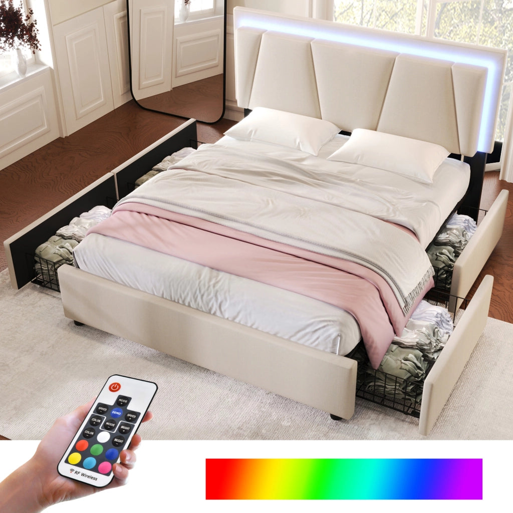 letto imbottito legno beige 140x200 cm