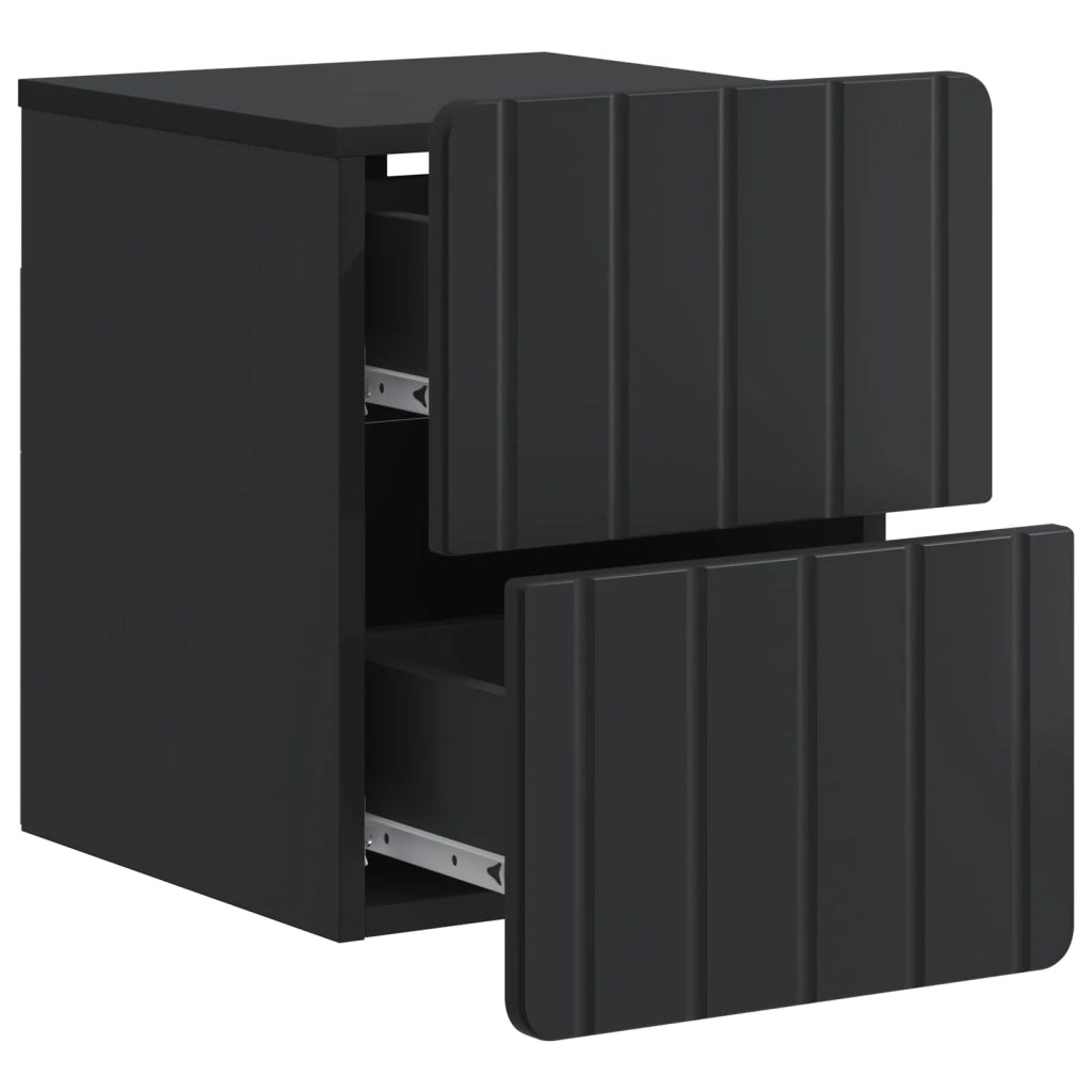 Mobiletto da notte a muro 2 pcs Nero 33 x 34,5 x 43 cm 898298