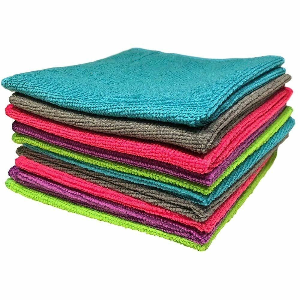 Trade Shop - Set 2 Panni In Microfibra Fatigati Multiuso Strofinacci Colori Assortiti 33x33cm -