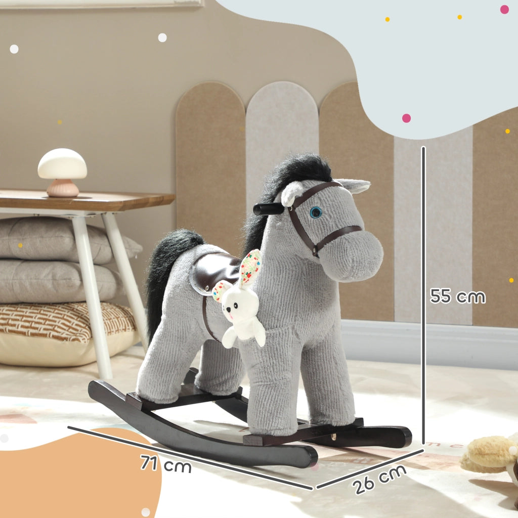 Cavallo a Dondolo per Bambini ¨C Minimal ¨C Grigio 71x26x55 cm