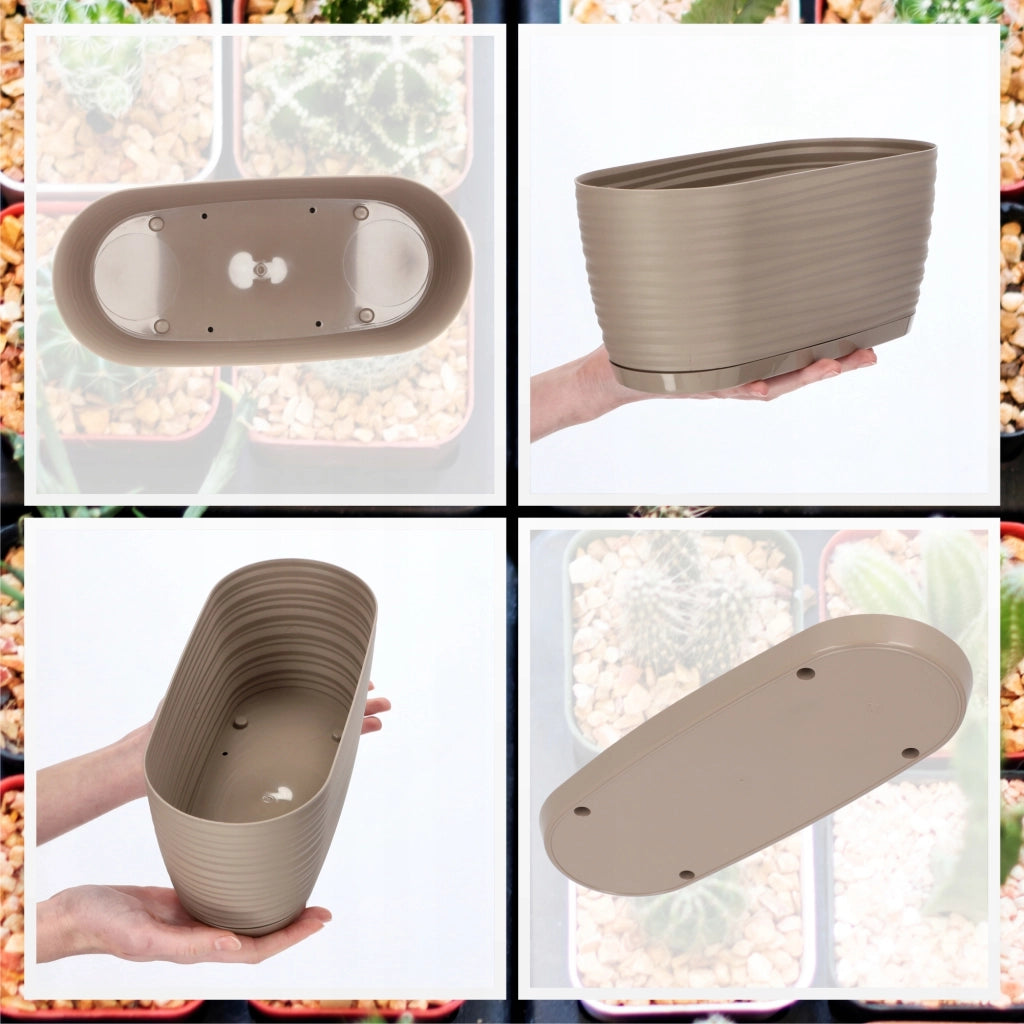 Vaso da fiori KADAX ovale da 27 cm in plastica beige