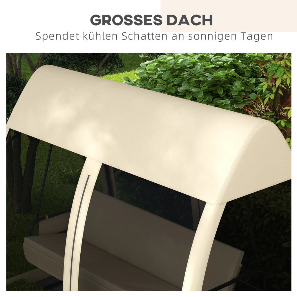 Divano letto da giardino con zanzariera ¨C zephmum ¨C 3 posti in tessuto grigio su telaio in acciaio