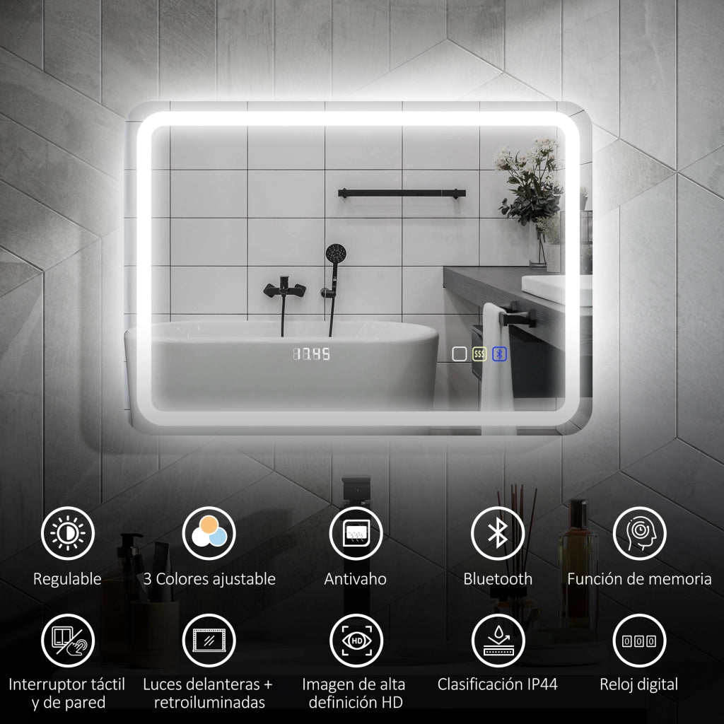 Specchio Bagno con LED ¨C Minimal ¨C Bianco 70x50 cm