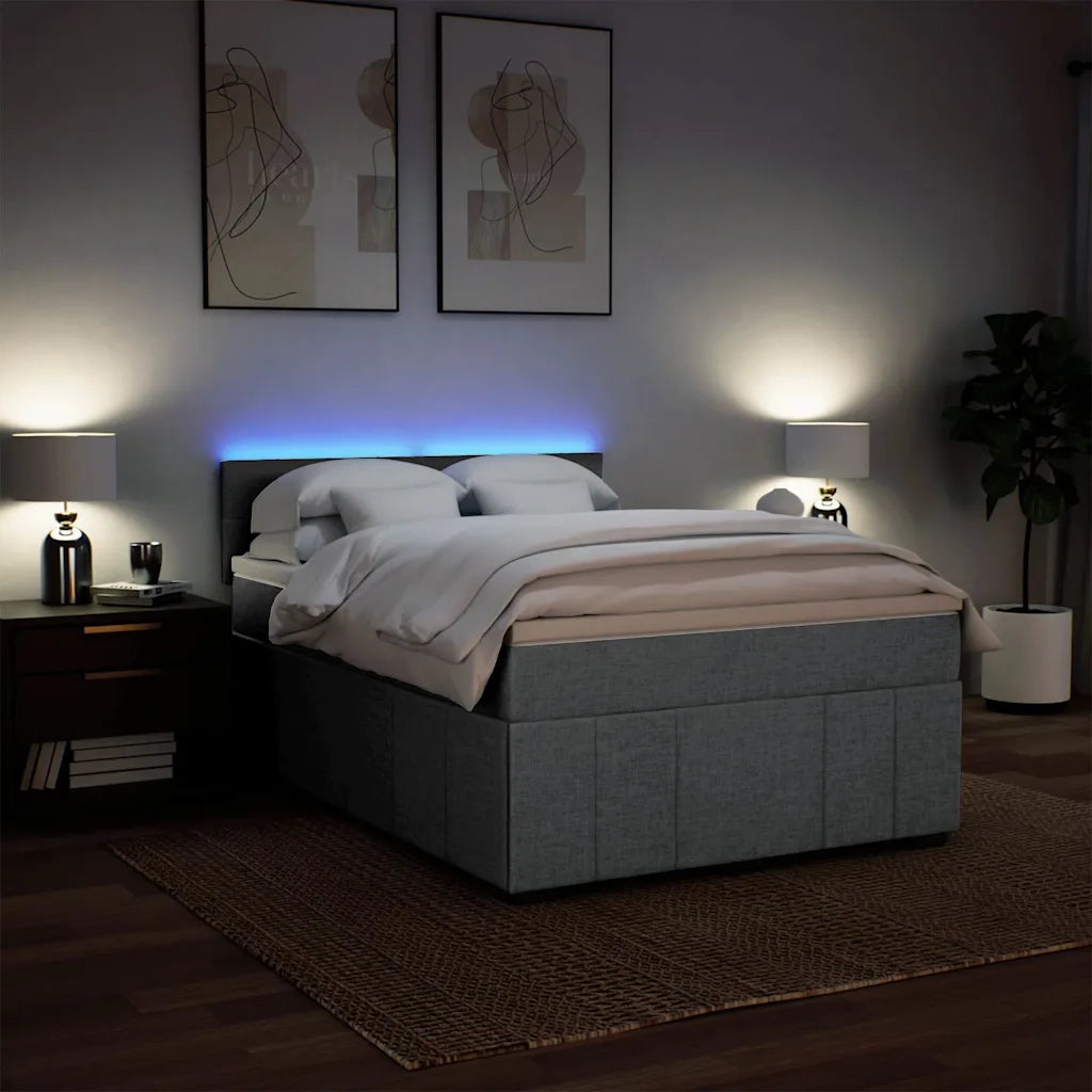 Giroletto a Molle con Materasso Grigio Chiaro 140x200cm Tessuto 3289391