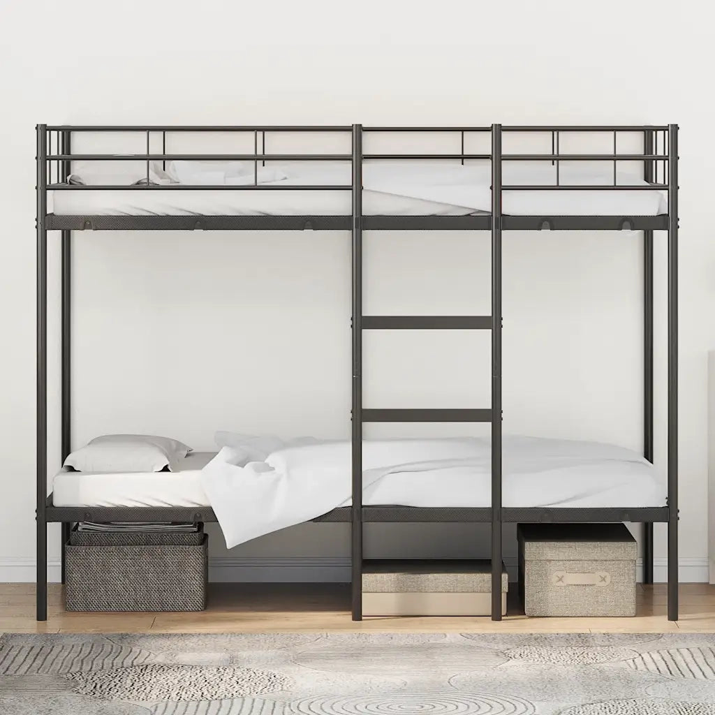 Letto a Castello senza Materasso Nero 90x190 cm in Acciaio 42000321