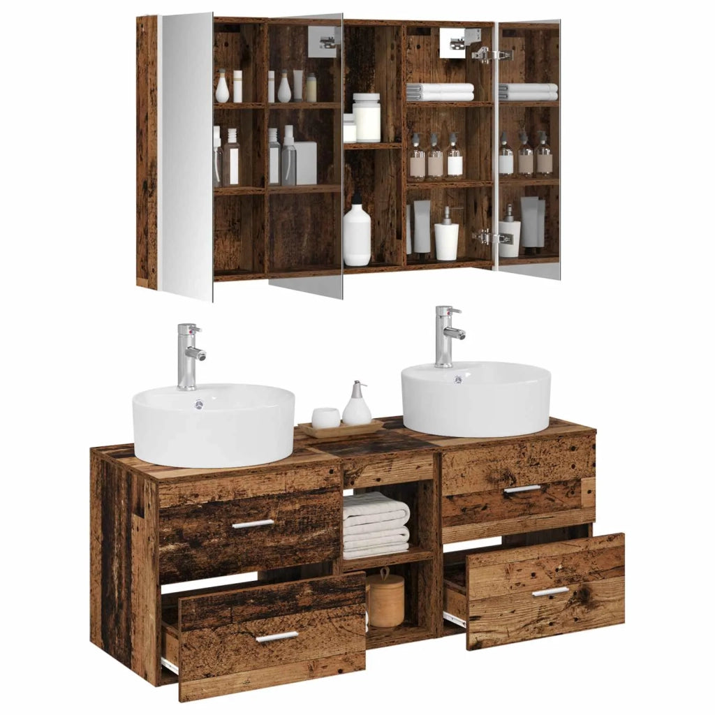 Set di mobili per il bagno 4 pz Legno antico 3406909