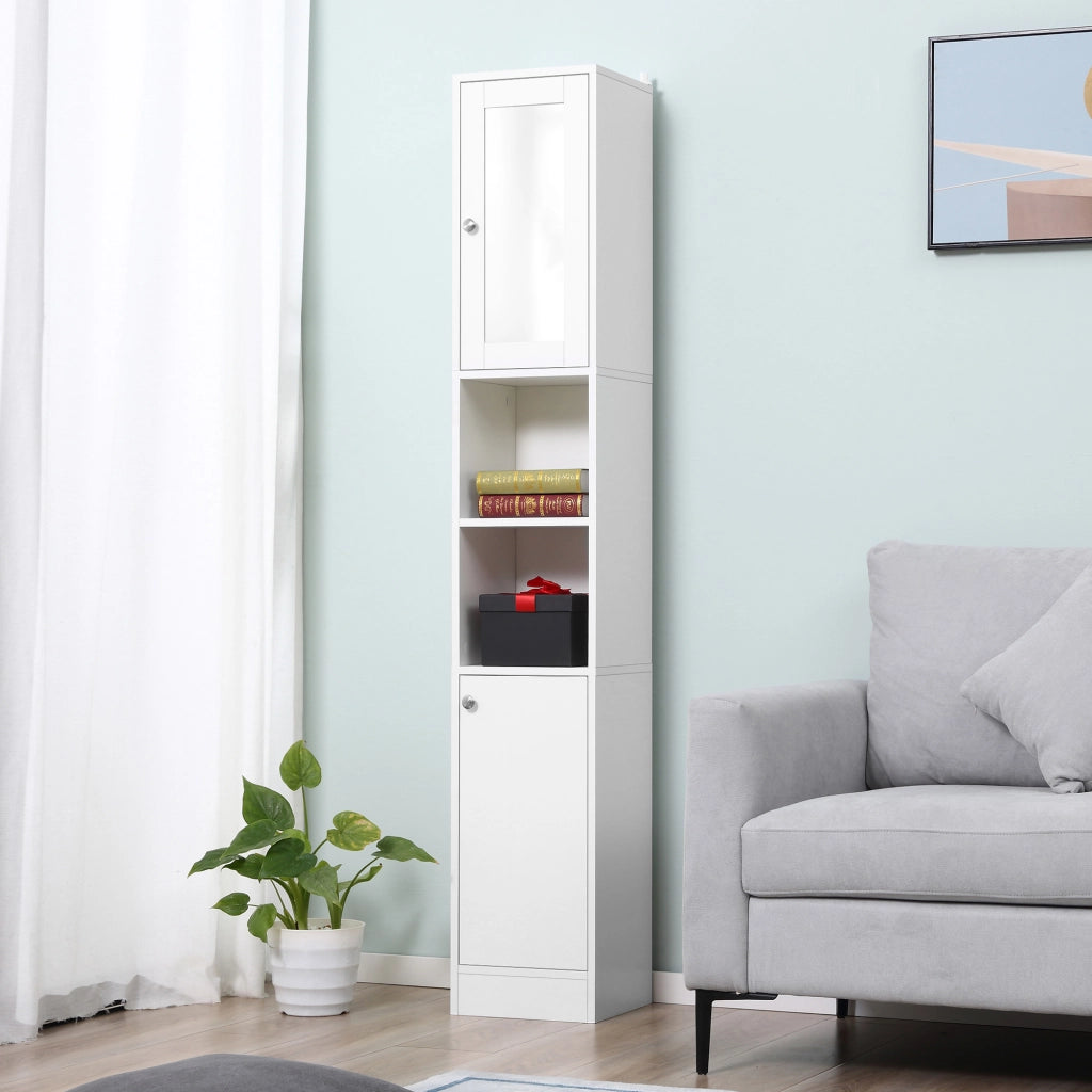 Colonna Bagno con Specchio e Ripiani ¨C Minimal ¨C Bianco 30x28x180 cm