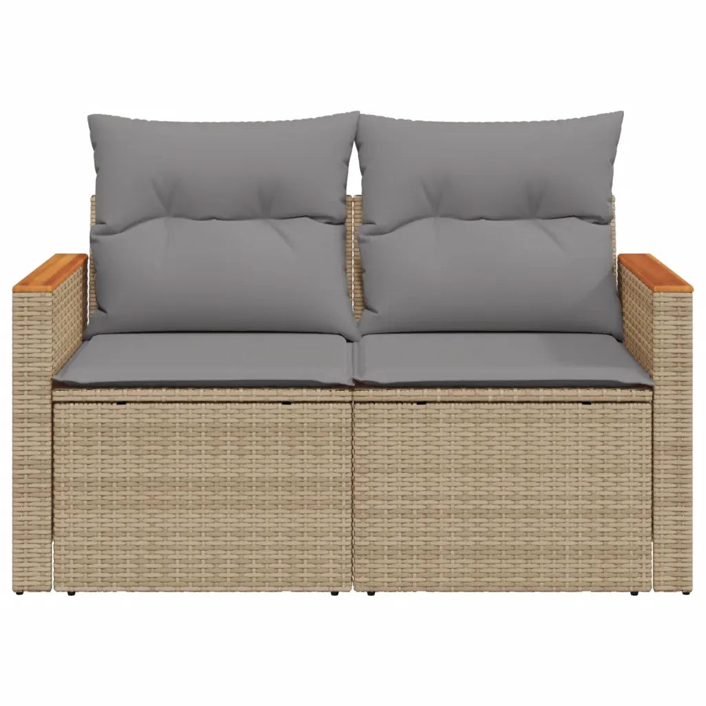 Divano da Giardino con Cuscini a 2 Posti Beige in Polyrattan 366098