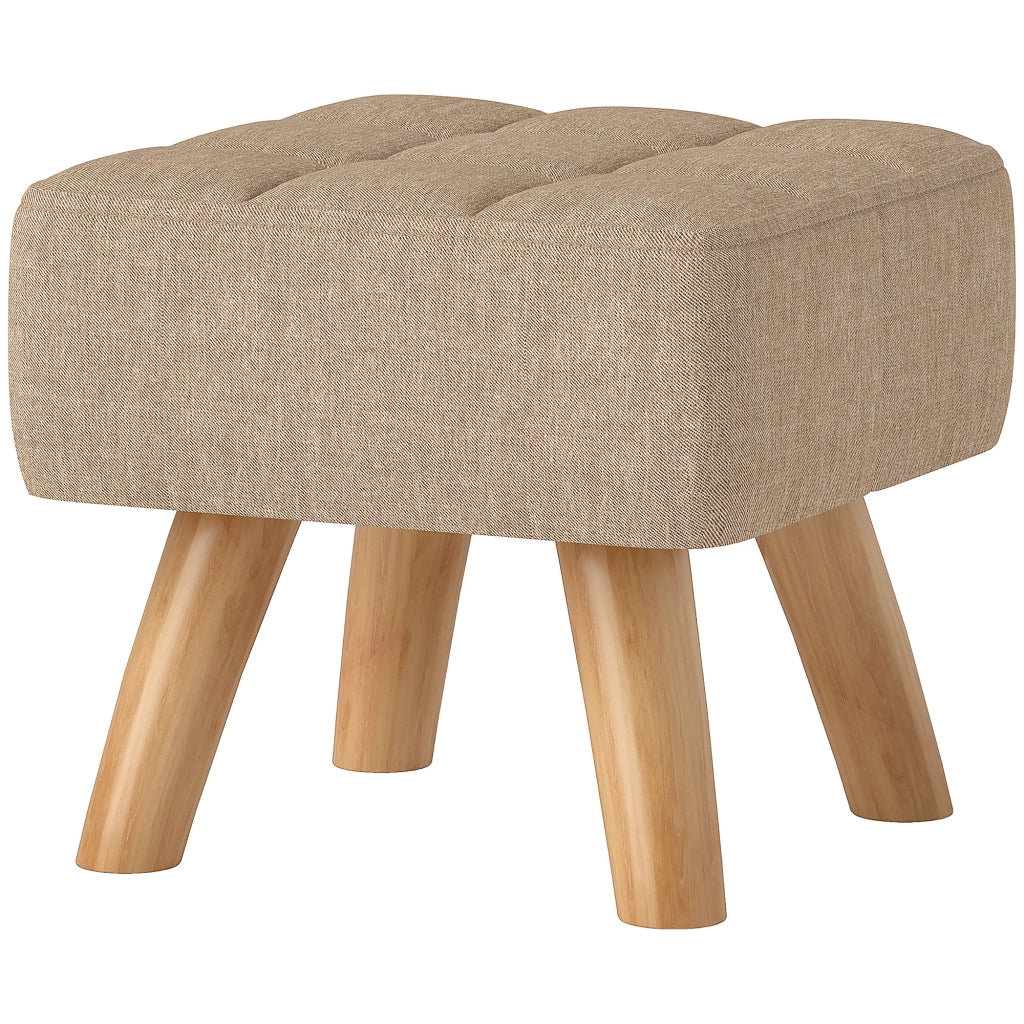 Poggiapiedi in tessuto con gambe in legno ¨C zephmum ¨C marrone chiaro 27x27x26 cm