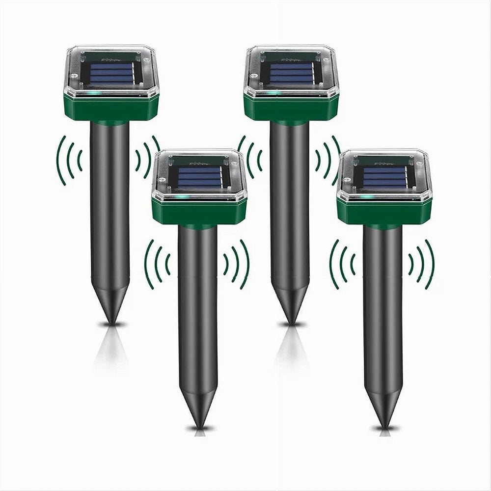 Trade Shop - Set Luci Solari Quadrato Impermeabile Con Repellente Ad Ultrasuoni Per Parassiti -