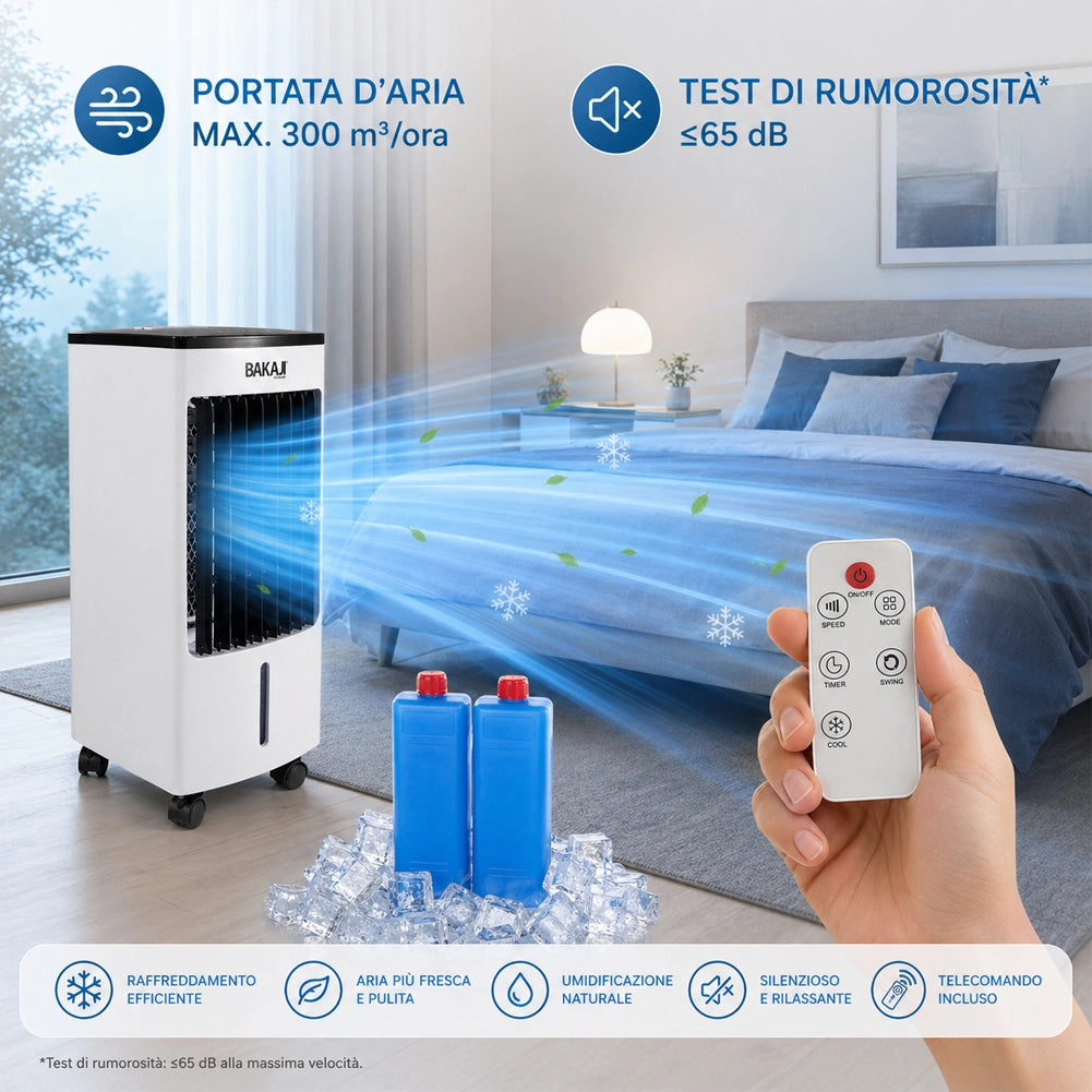 Raffrescatore a Aria 2 Blocchi Refrigeranti Umidificatore Telecomando Air Cooler