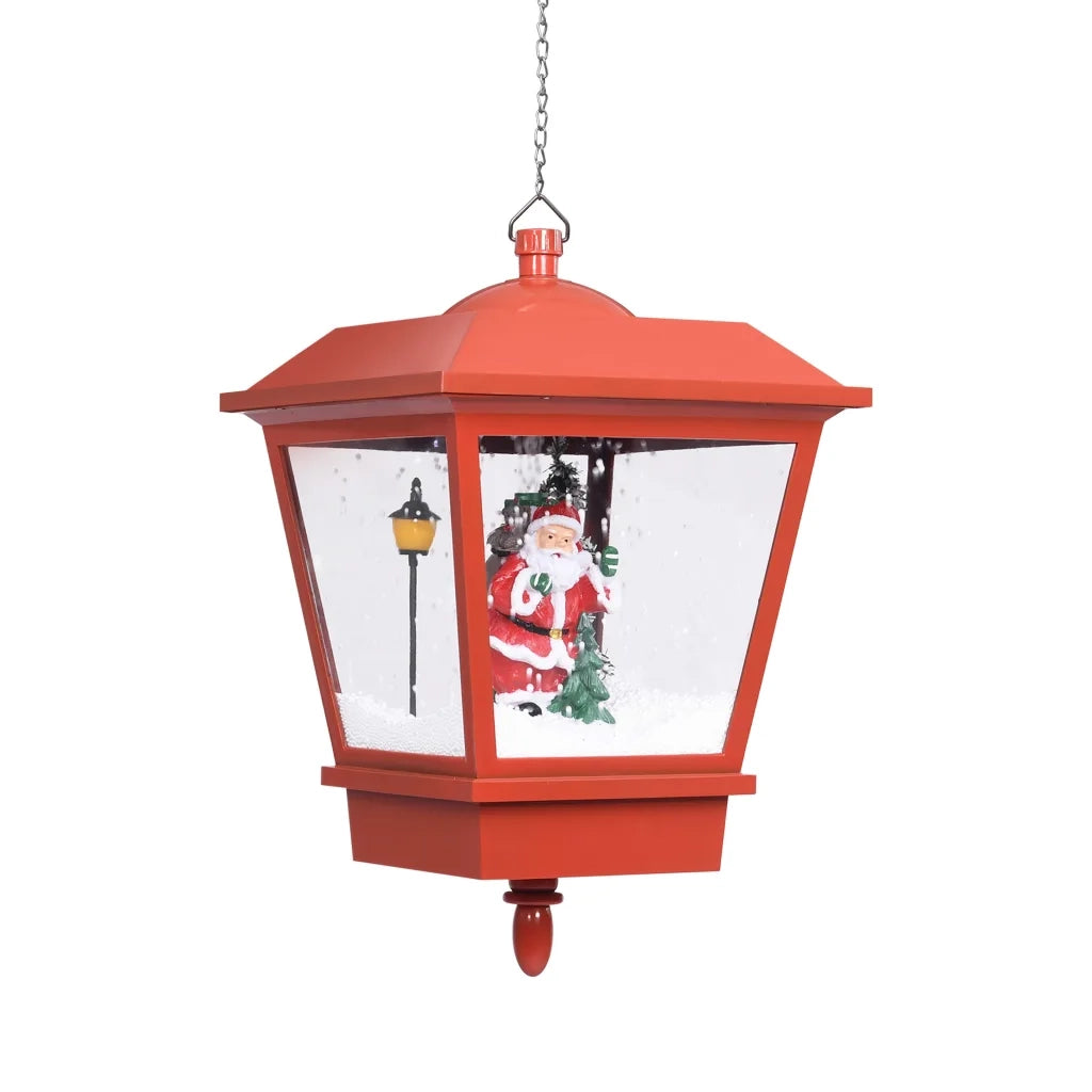 Lampada Natalizia Sospesa LED e Babbo Natale Rossa-Luci decorative natalizie 27x27x45 cm