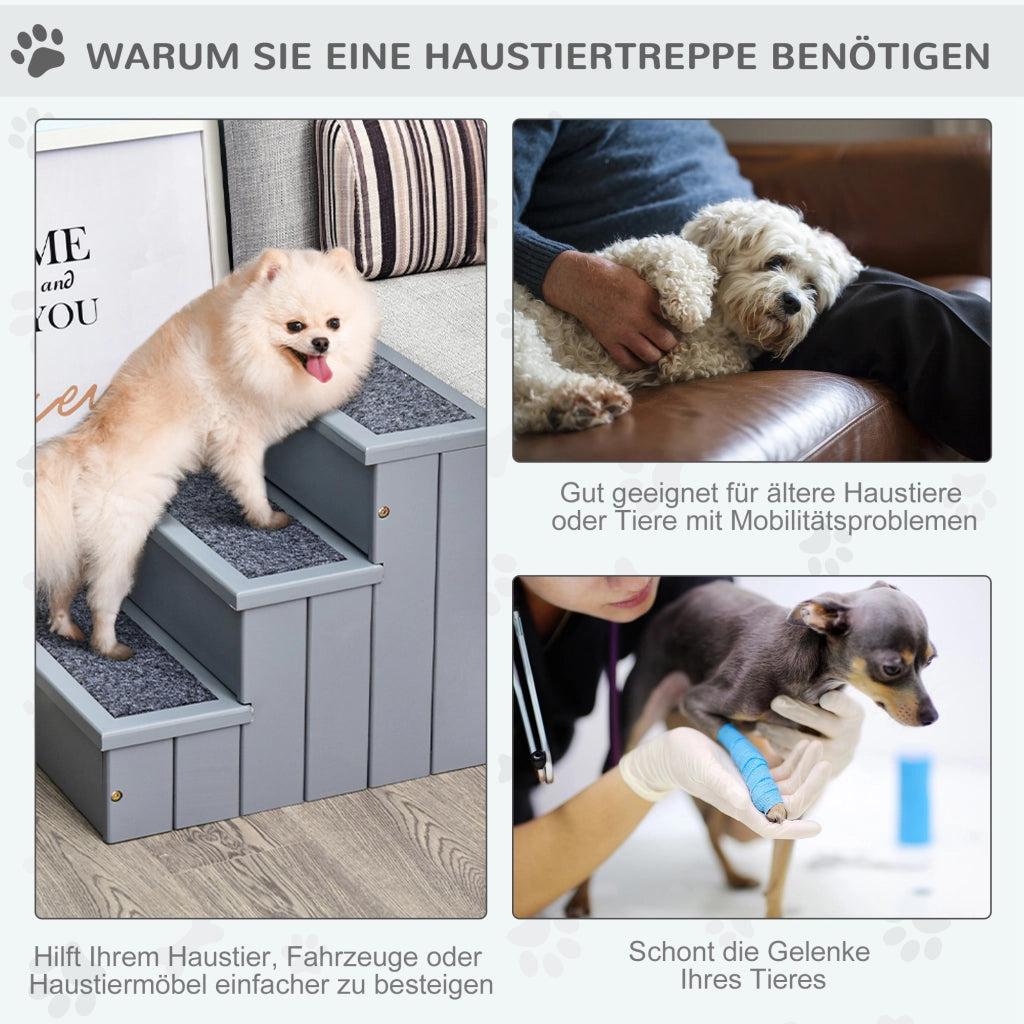 Scala per cani 3 gradini 38 cm alta ¨C zephmum ¨C grigio