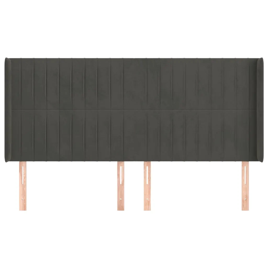 Testiera | Testata ad Orecchio GrigioScuro 183x16x118/128 cm in Velluto