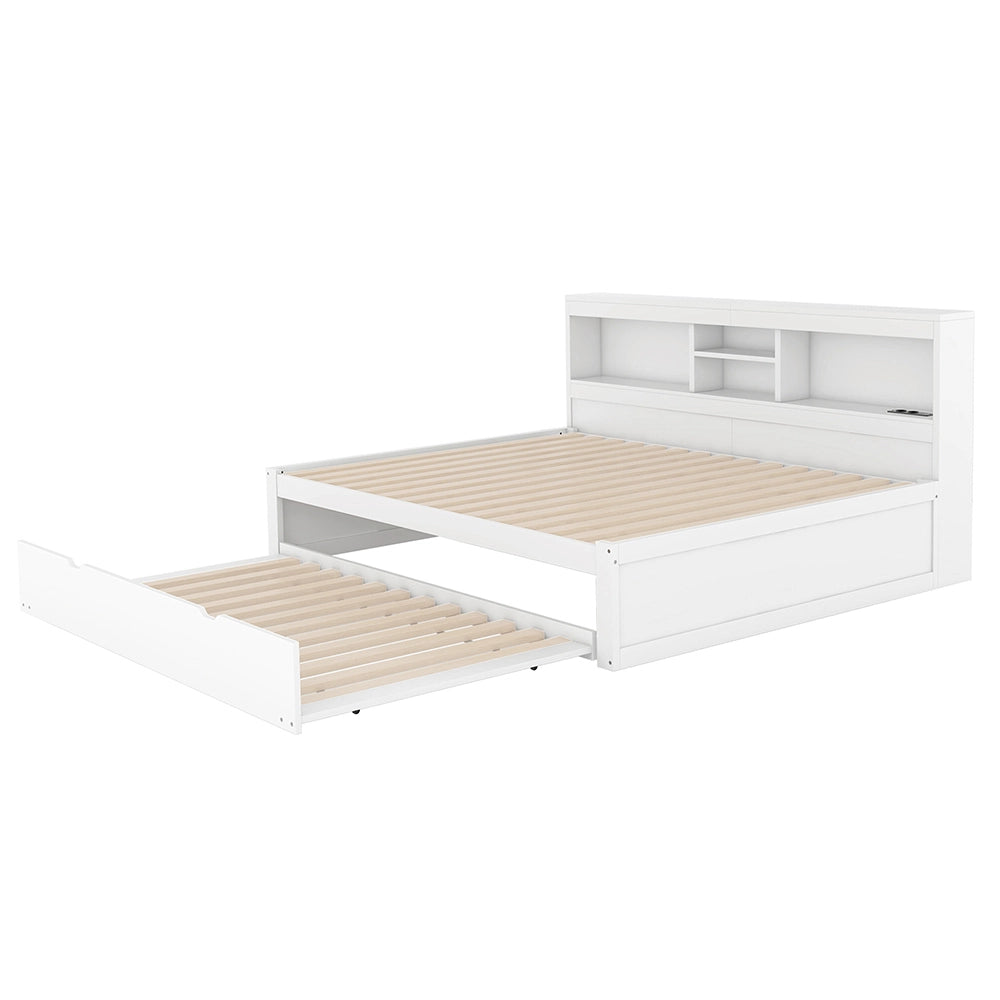 Divano letto daybed - Xylo - 140x200 cm LED USB contenitore bianco