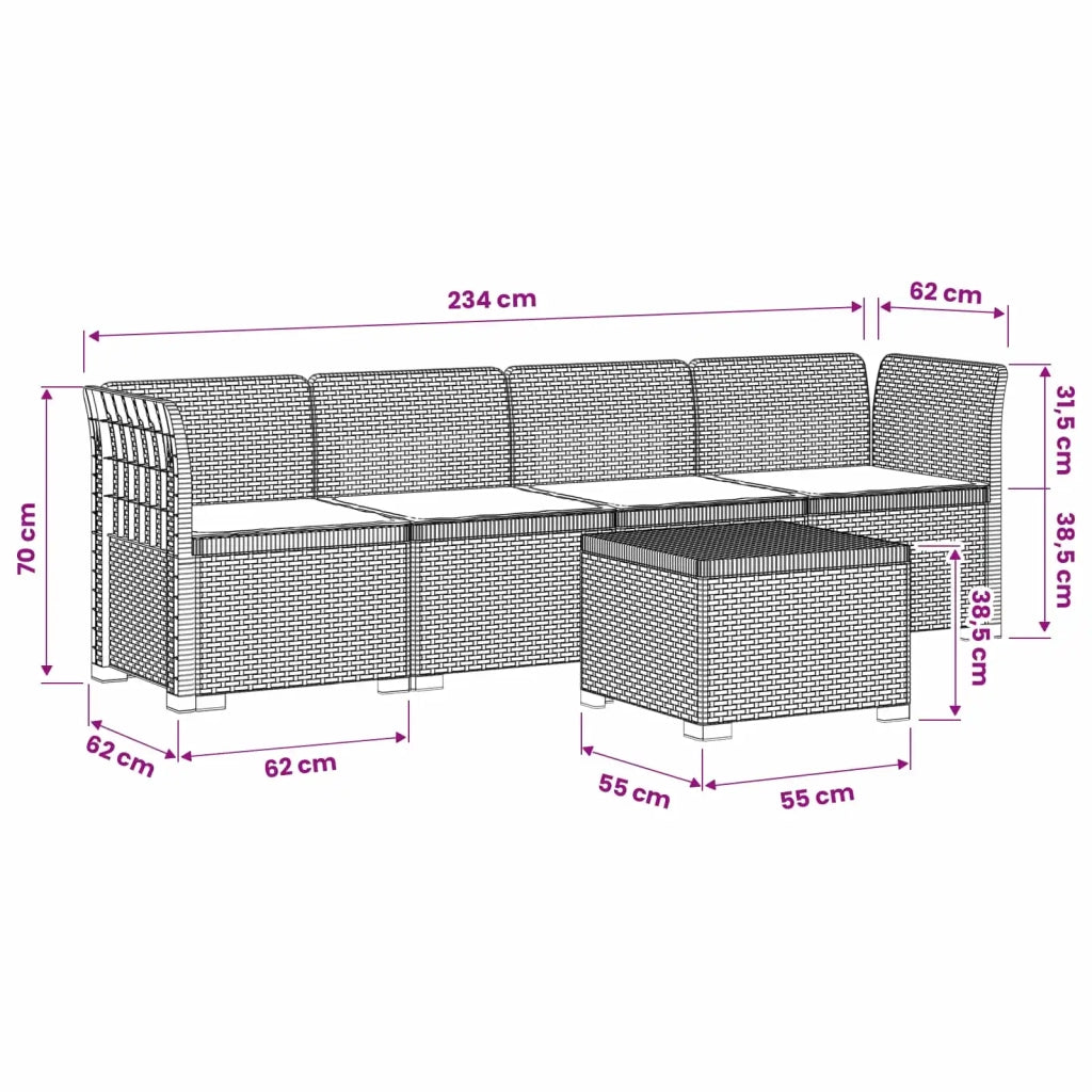 Divano da Giardino a 4 Posti con Cuscini in Stile Rattan PP 3443857