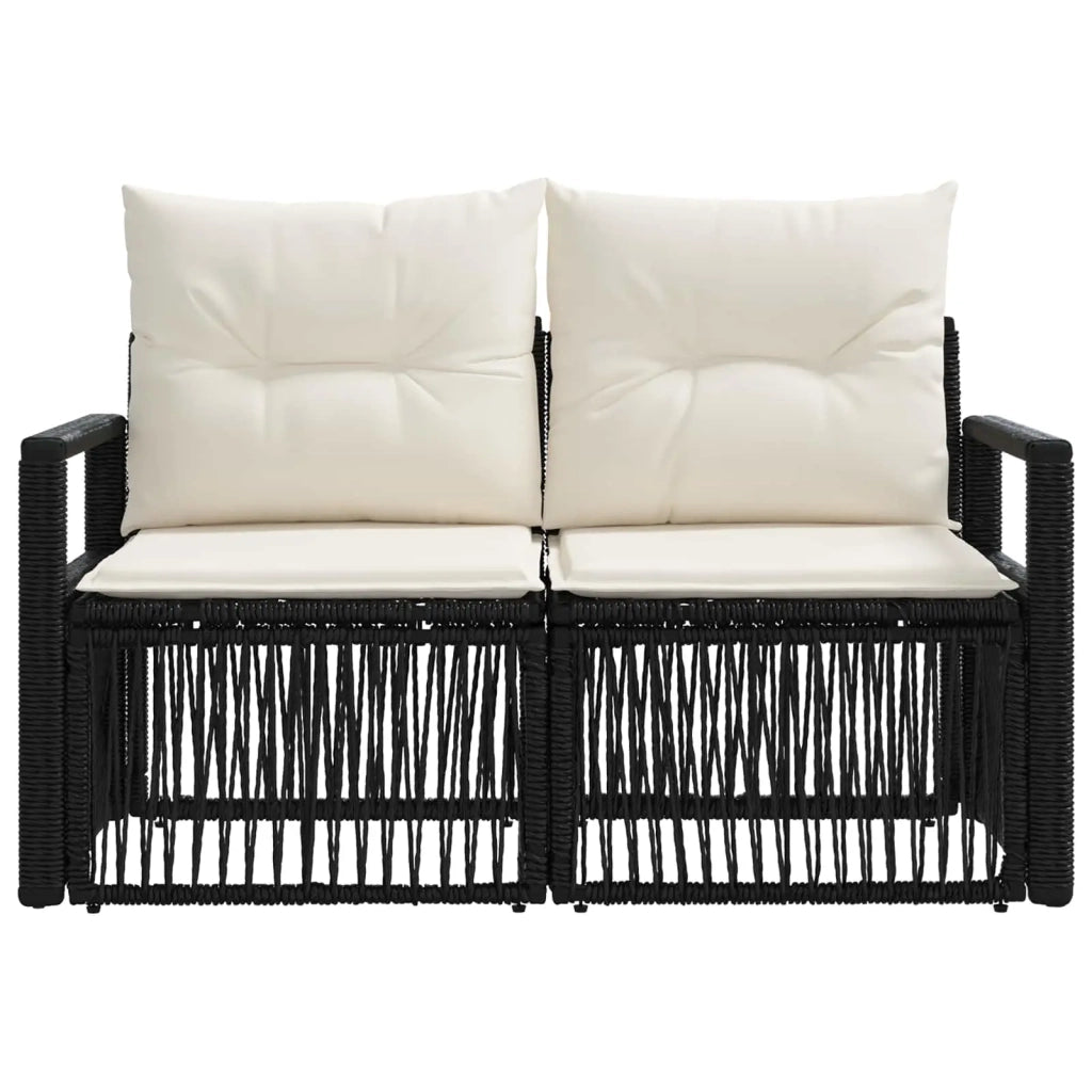 Divano da giardino 2-Numero di posti Nero polyrattan 42026704