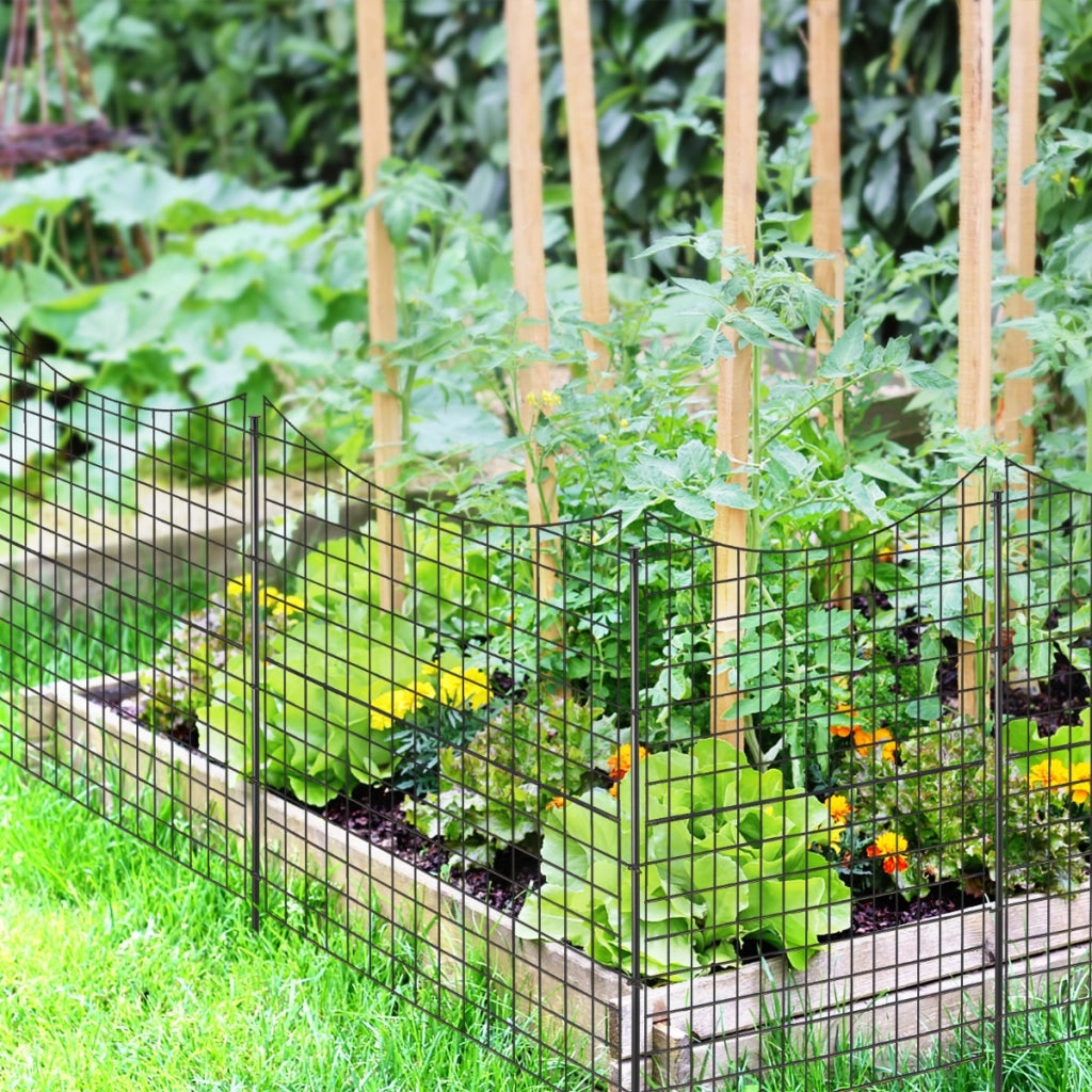 Recinzione da giardino in metallo con 5 pannelli e 5 picchetti, Recinto animali alto 98cm per cani Nero