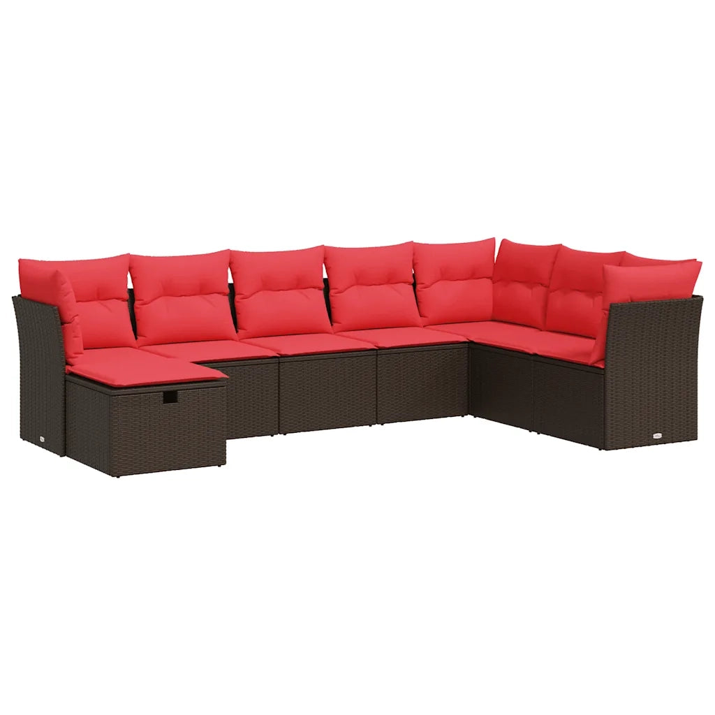 Set Divani da Giardino 8 pz con Cuscini Marrone in Polyrattan 3325340