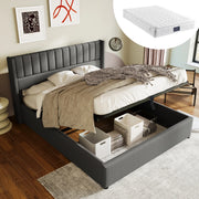 LETTO CONTENITORE SOLLEVABILE 140x200 cm Lino Grigio