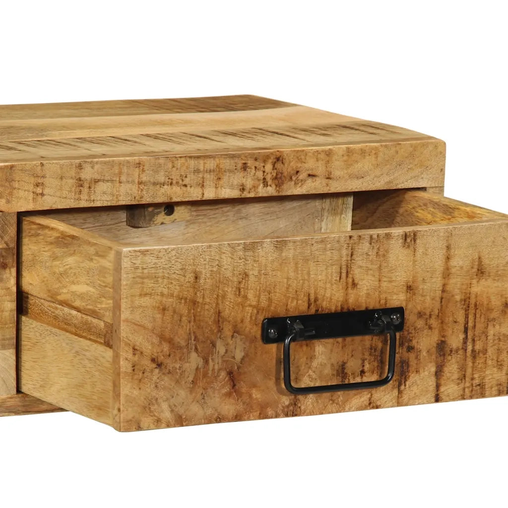 Comodini da Parete 2pz in Legno Grezzo Massello di Mango 4017455