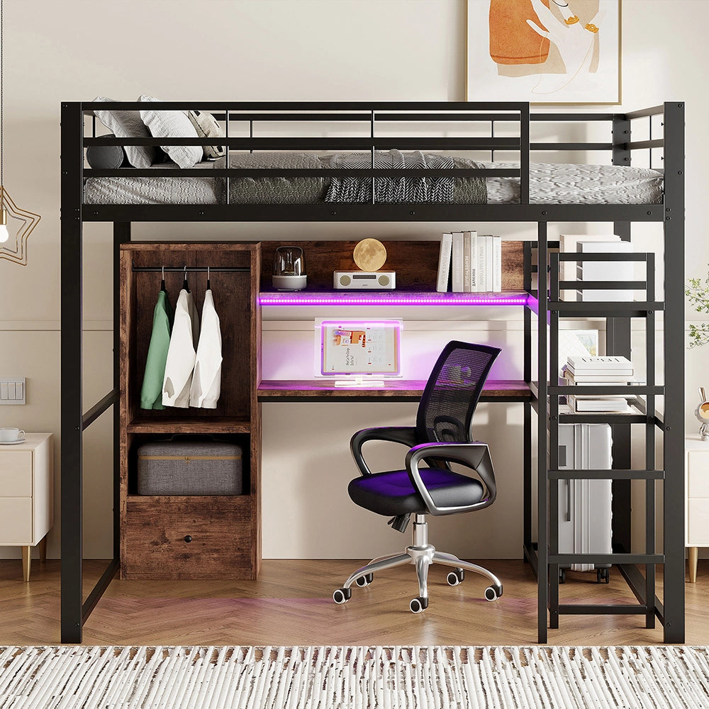 Letto gaming - Xylo - 140x200 cm LED metallo nero