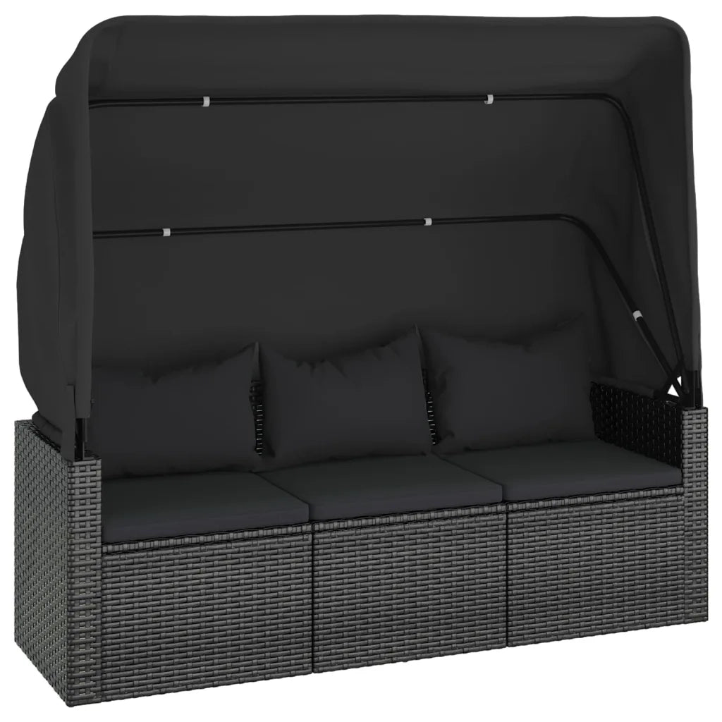 Set Divani da Giardino 4 pz con Cuscini Nero in Polyrattan 3186648