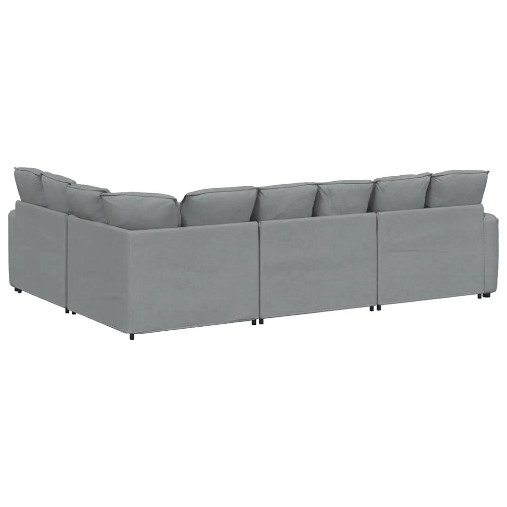 Divano Modulare con Cuscini in Tessuto Grigio Chiaro 3321147