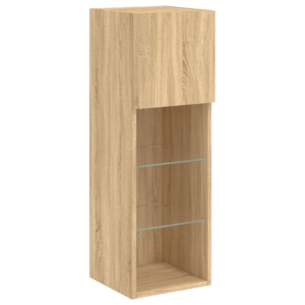 Mobili Porta TV con Luci LED 2 pz | Armadietto TV | Mobile Porta TV Rovere Sonoma 30,5x30x90 cm
