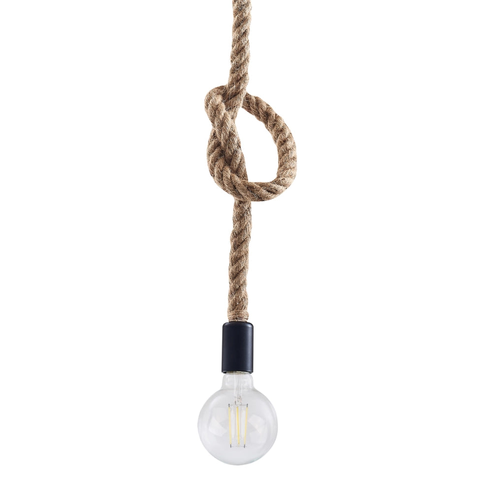 Lampada a sospensione Rope E27 corda marrone 150cm Polux