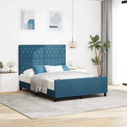 Letto a molle con testiera Blu Scuro 140 x 190 cm Velluto