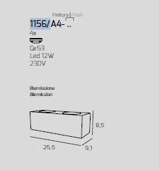 ECCENTRIC APPLIQUE 4 LUCI BIEMISSIONE GRIGIO ANTRACITE 1156-A4-GA