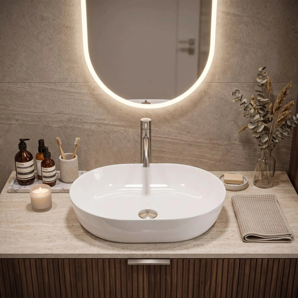 Lavabo Da Appoggio In Ceramica Cleo 50 White-rea