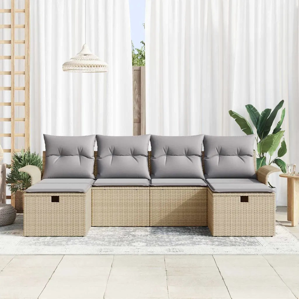 Set Divano da Giardino con cuscino 6 pcs Beige Poly Rattan 3360251