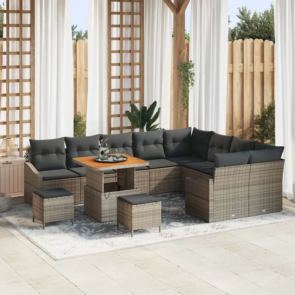 Set Divano da Giardino con cuscino 12 pcs Grigio polyrattan 3362693