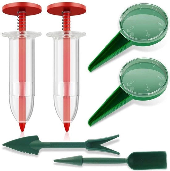 Kit di semina a 6 pezzi - Strumento di giardinaggio manuale - Dispensatore in plastica - Coltivazione verdure/fiori - Dimensioni compatte - Attrezzo per seminare