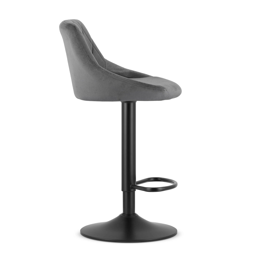 Sgabello girevole Valora DAKA in velluto grigio con base nera