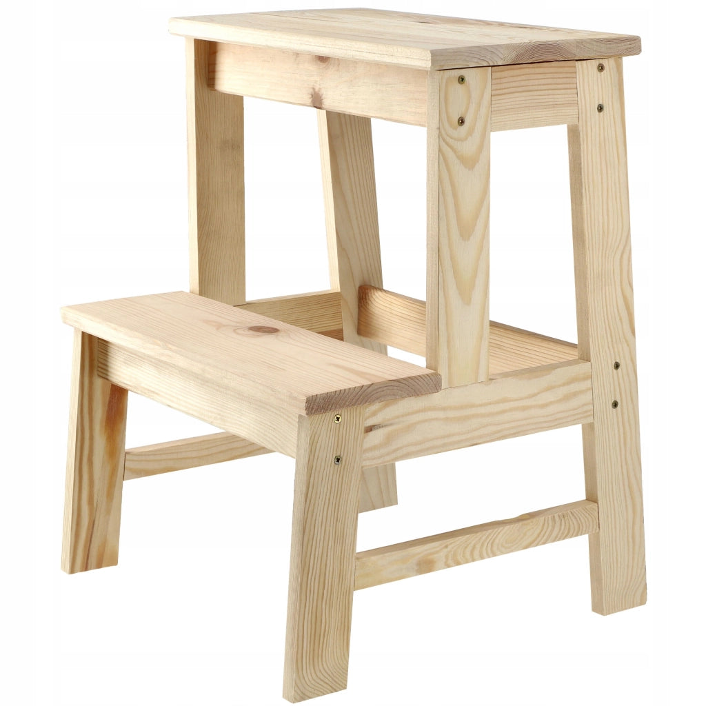 Sgabello da cucina in legno KADAX con piattaforma e gradini da 50 cm, solido.