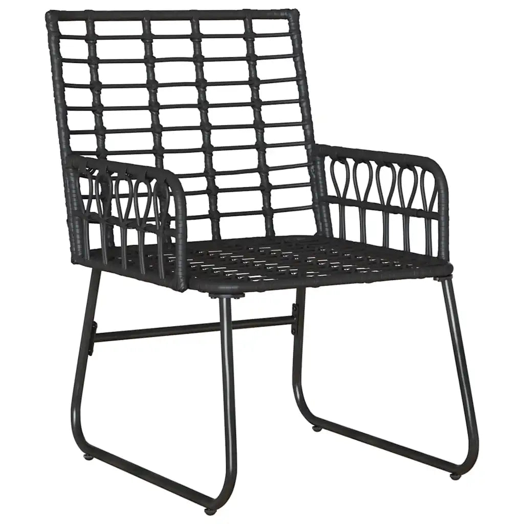 Set da Pranzo per Giardino 3 pcs Nero e antracite polyrattan