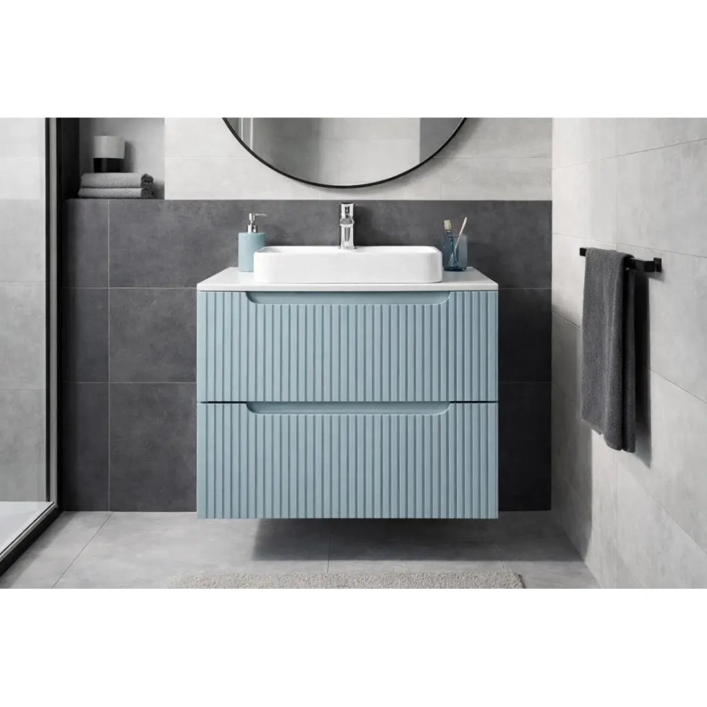 Mobile sottolavabo VANO 60 cm blu denim sospeso con 2 cassetti