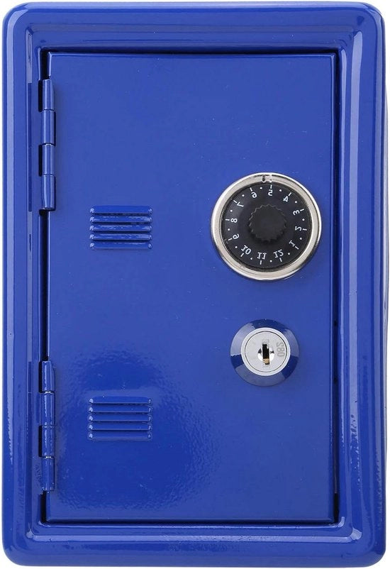 Mini cassaforte per bambini - cassaforte sicura - blu - metallo