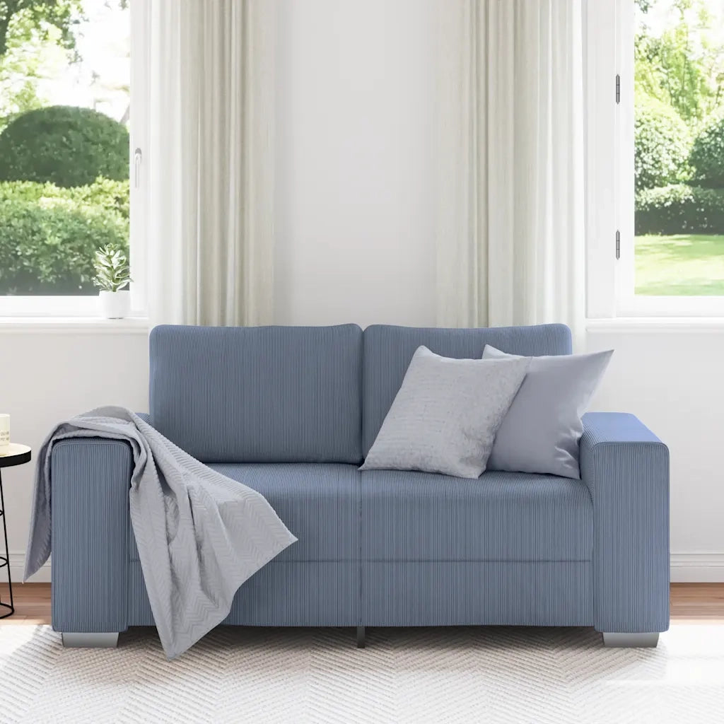 Divano Divanetto-Sofa Blu 120 cm Tessuto di Velluto a Coste