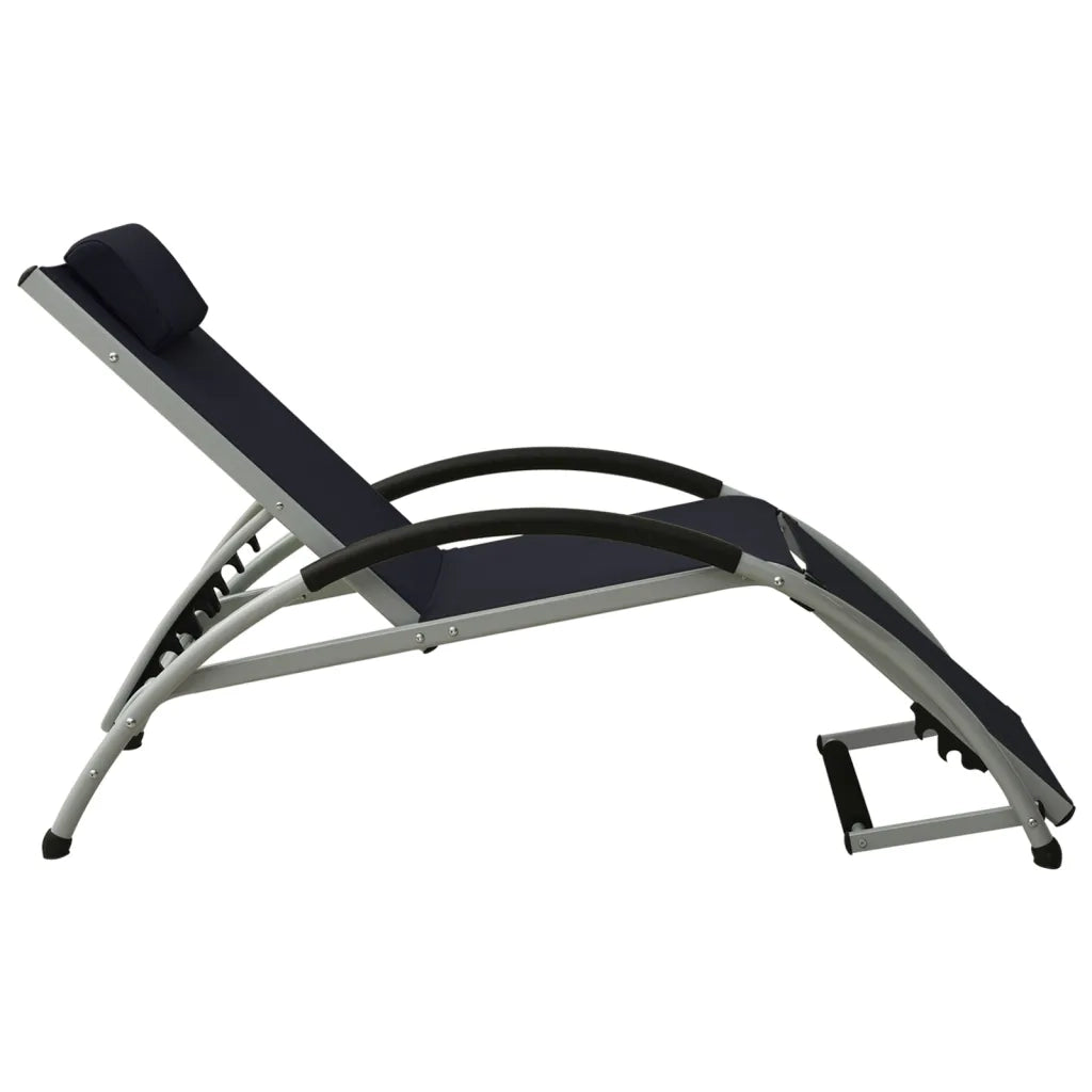 Lettino Prendisole con Cuscino in Textilene Nero 310529