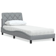 Letto con Materasso Grigio Chiaro 90x190 cm in Tessuto